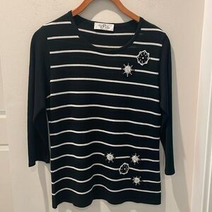 Dos Sena Milano Striped Blouse with embroidered bling size Large